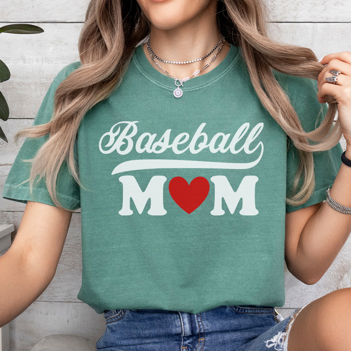 Trendy Baseball Mom Heart Graphic Tee, Baseball Mom Shirt, Game Day Tee, Cute Baseball Mom, Comfort Colors