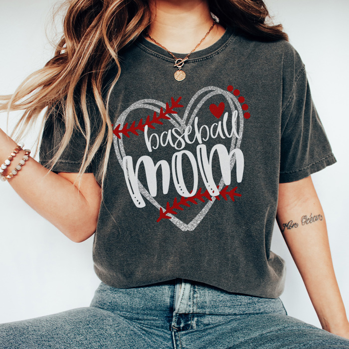 Sparkle Baseball Mom Graphic Tee, Baseball Mom Shirt, Game Day Tee, Cute Baseball Mom, Comfort Colors