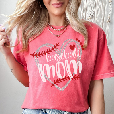 Sparkle Baseball Mom Graphic Tee, Baseball Mom Shirt, Game Day Tee, Cute Baseball Mom, Comfort Colors