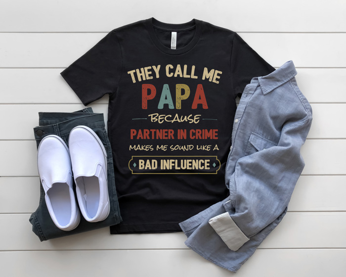Partner in Crime Papa Graphic Tee, Father's Day Shirt, Grandpa Tee, Gift for Dad, Papa Shirt