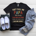 XXL Black Partner in Crime Papa Graphic Tee, Father's Day Shirt, Grandpa Tee, Gift for Dad, Papa Shirt