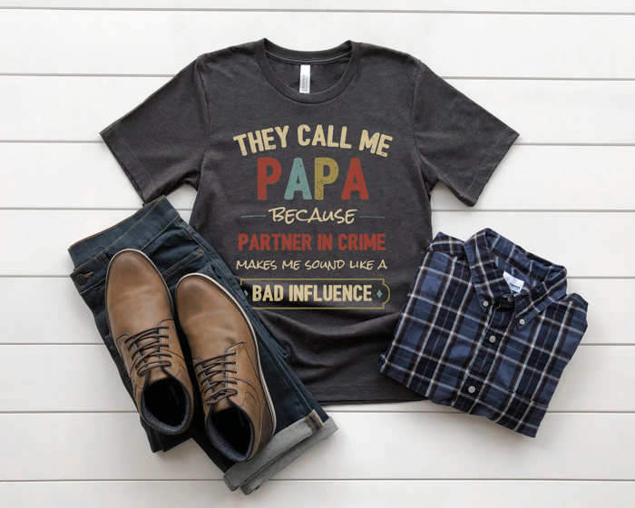 Partner in Crime Papa Graphic Tee, Father's Day Shirt, Grandpa Tee, Gift for Dad, Papa Shirt