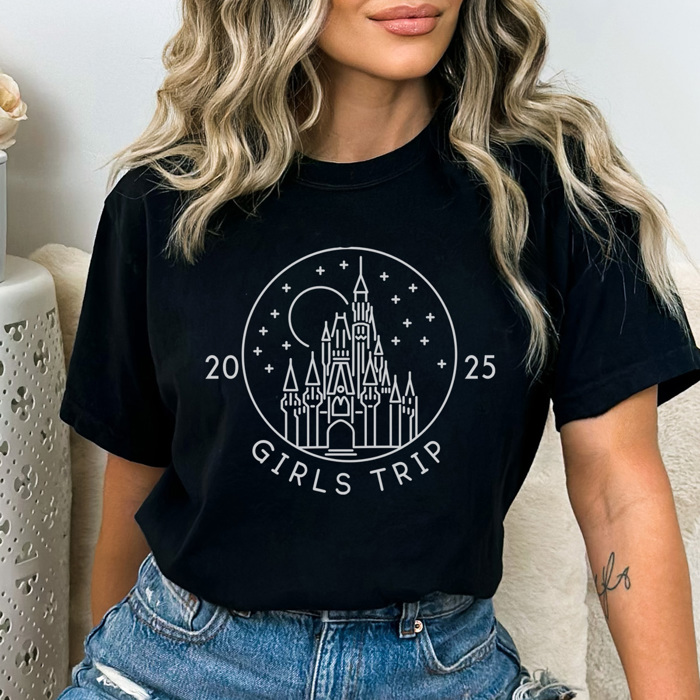 2025 Theme Park Girl's Trip Graphic Tee, Girl's Trip Shirts, Matching Tees, Mouse Graphic Tee