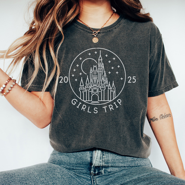 2025 Theme Park Girl's Trip Graphic Tee, Girl's Trip Shirts, Matching Tees, Mouse Graphic Tee