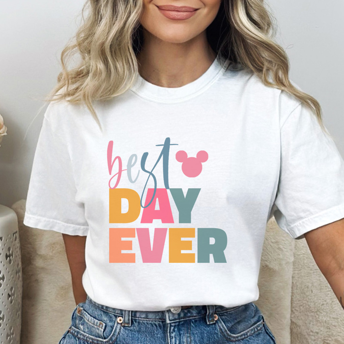 Best Day Ever Graphic Tee, Cute Theme Park Shirt, Mouse Shirt, Bright Best Day Ever Shirt