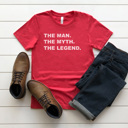 XXL Heather Red Man Myth Legend Graphic Tee, Father's Day Shirt, Gift for Dad