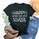 XXL Black Happy First Day Graphic Tee Teacher Graphic Tee, Back to School Shirt, Teacher Style