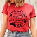 Medium Heather Red Mouse Teacher Graphic Tee, Theme Park Graphic Tee,  Teacher Tee, Back to School Shirt, Teacher Vacation Shirt