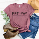 Medium Plum Fri Yay Graphic Tee, Teacher Graphic Tee, Cute Teacher Shirt, Friday Shirt, Weekend Graphic Tee, Teacher Gift