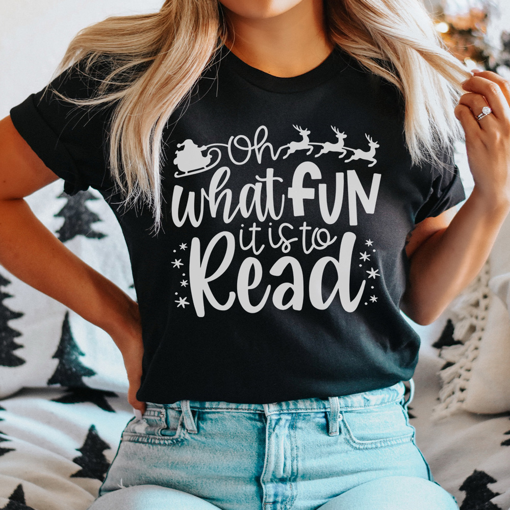 Oh What Fun It is To Read Graphic Tee, Teacher Christmas Shirt, Cute Teacher Tee, Librarian Christmas Shirt, Book Lover Christmas Tee