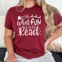 Large Maroon Oh What Fun It Is To Read Graphic Tee, Teacher Christmas Shirt, Librarian Shirt, Teacher Tee, Holiday Graphic Tee
