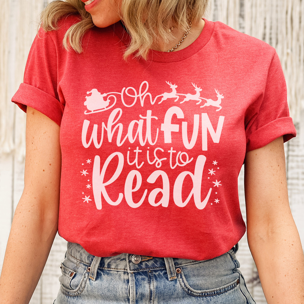 Oh What Fun It is To Read Graphic Tee, Teacher Christmas Shirt, Cute Teacher Tee, Librarian Christmas Shirt, Book Lover Christmas Tee