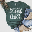 XXL Forest Christmas In July, Oh What Fun It is To Teach Graphic Tee, Teacher Christmas Shirt, Cute Teacher Tee, Educator Christmas Shirt, Teacher Christmas Gift, Principal Christmas