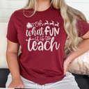 XL Maroon Oh What Fun It Is To Teach Graphic Tee, Teacher Christmas Shirt, Librarian Shirt, Teacher Tee, Holiday Graphic Tee