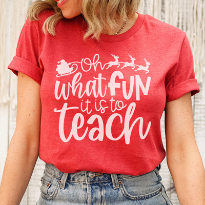 Christmas In July, Oh What Fun It is To Teach Graphic Tee, Teacher Christmas Shirt, Cute Teacher Tee, Educator Christmas Shirt, Teacher Christmas Gift, Principal Christmas