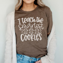 Large Heather Brown I Teach The Smartest Cookies Graphic Tee, Teacher Christmas Shirt, Cute Teacher Tee, Educator Christmas Shirt, Teacher Christmas Gift, Gingerbread Men Shirt, Smart Cookie Shirt