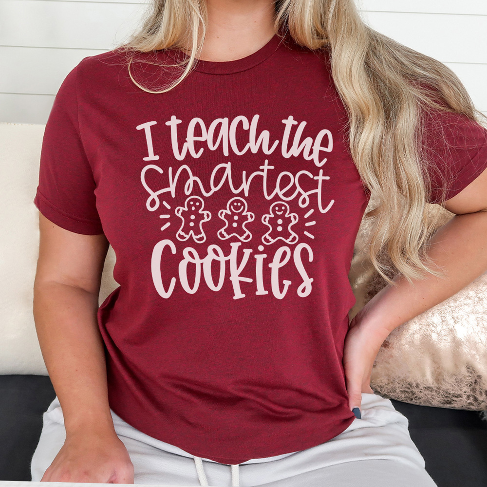 I Teach The Smartest Cookies Graphic Tee, Teacher Christmas Shirt, Cute Teacher Tee, Educator Christmas Shirt, Teacher Christmas Gift, Gingerbread Men Shirt, Smart Cookie Shirt