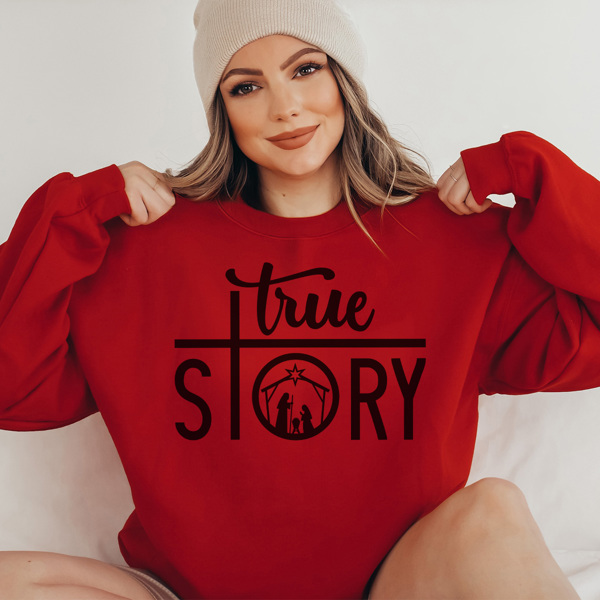 Beadsbee Boutique True Story Graphic Sweatshirt Nativity Sweatshirt Christmas Graphic Sweatshirt Jesus Sweatshirt Religious Sweatshirt Merry Christmas Sweatshirt