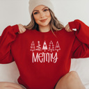 Large Red Merry Doodle Trees, Christmas Sweatshirt, Merry Sweatshirt, Cute Christmas, Distressed Christmas, Matching Christmas Pajamas