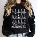 Large Black Oh Christmas Tree Sweatshirt, Christmas Sweatshirt, Tree Doodles, Cute Christmas, Distressed Christmas, Matching Christmas Pajamas