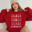 Large Red Oh Christmas Tree Sweatshirt, Christmas Sweatshirt, Tree Doodles, Cute Christmas, Distressed Christmas, Matching Christmas Pajamas