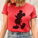 Large Heather Red Vintage Mouse Graphic Tee, Cute Mouse Shirt, Theme Park Shirt, Theme Park Mouse, Matching Vacation Shirts, Boy Mouse Shirt, Mouse Land Shirt