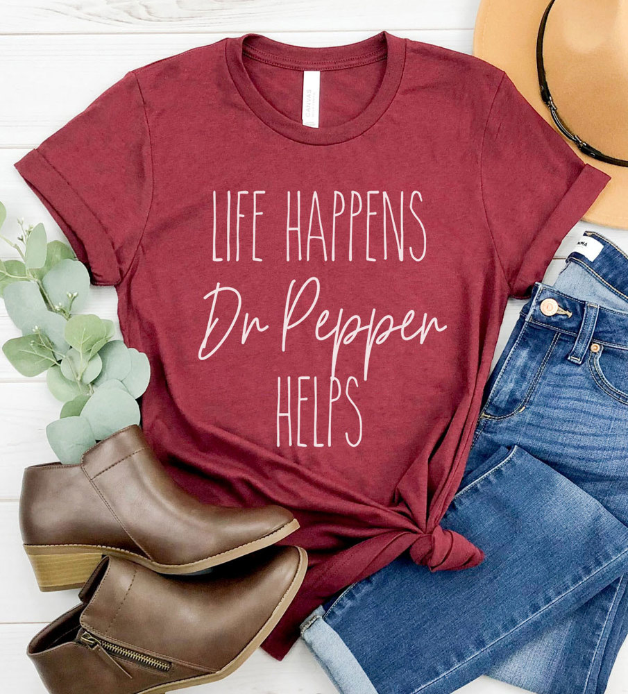 Life Happens Dr Pepper Helps Graphic Tee