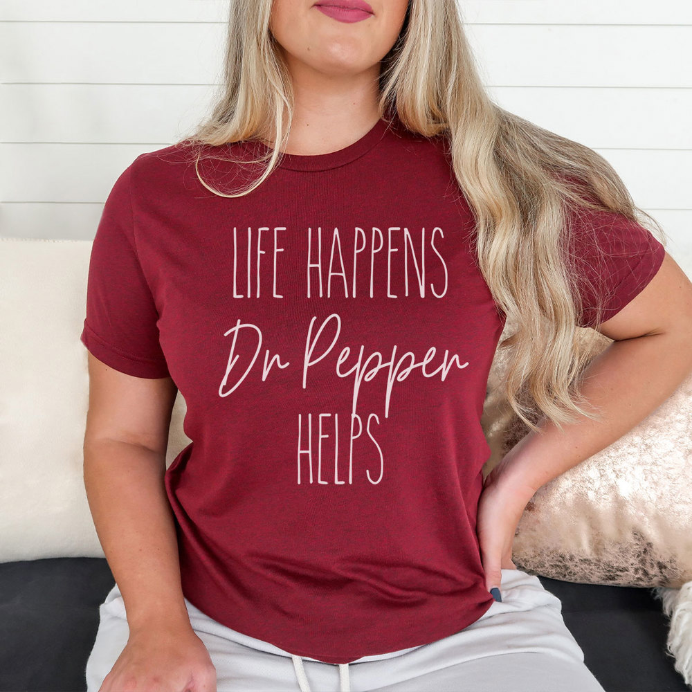 Life Happens Dr Pepper Helps Graphic Tee