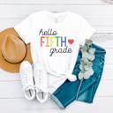  Hello Grade Rainbow Graphic Tee, Teacher Graphic Tee, Back to School Shirt, First Day of School Tee