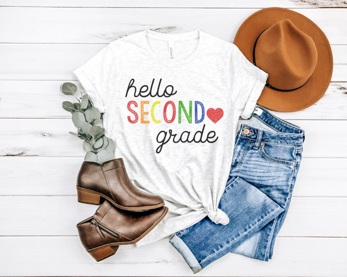 Hello Grade Rainbow Graphic Tee, Teacher Graphic Tee, Back to School Shirt, First Day of School Tee
