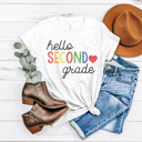  Hello Grade Rainbow Graphic Tee, Teacher Graphic Tee, Back to School Shirt, First Day of School Tee