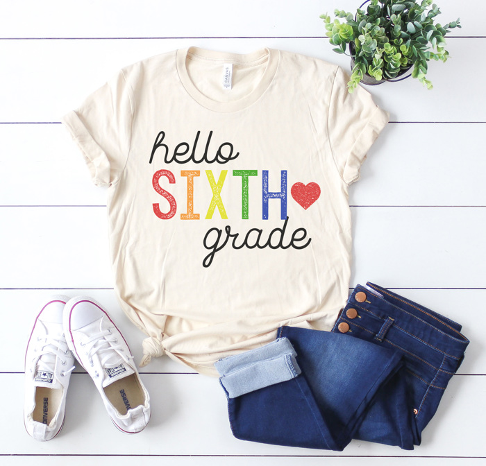 Hello Grade Rainbow Graphic Tee, Teacher Graphic Tee, Back to School Shirt, First Day of School Tee