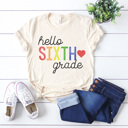  Hello Grade Rainbow Graphic Tee, Teacher Graphic Tee, Back to School Shirt, First Day of School Tee