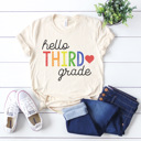  Hello Grade Rainbow Graphic Tee, Teacher Graphic Tee, Back to School Shirt, First Day of School Tee
