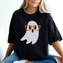 Small Black Nerdy Ghost, Cute Halloween Tee, Teacher Graphic Tee, Teacher Halloween, Ghost Glasses