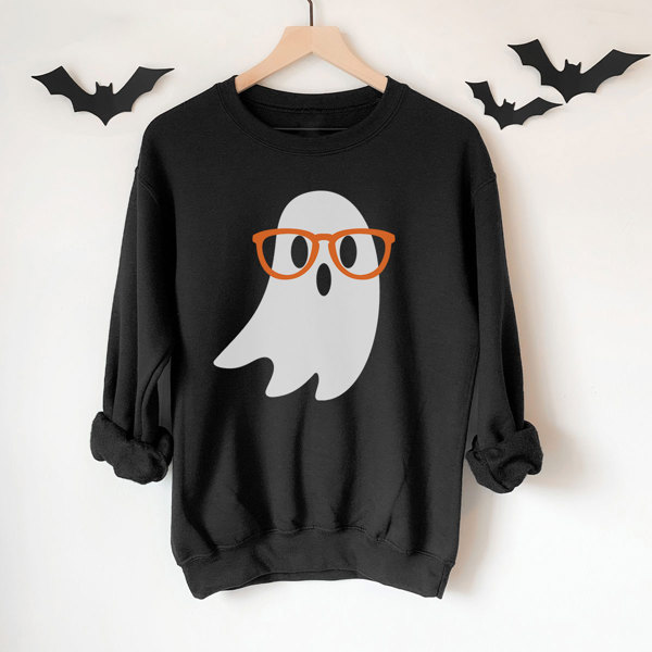 Nerdy Ghost, Cute Halloween Sweatshirt, Teacher Graphic Sweatshirt, Teacher Halloween, Ghost Glasses