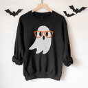  Nerdy Ghost, Cute Halloween Sweatshirt, Teacher Graphic Sweatshirt, Teacher Halloween, Ghost Glasses