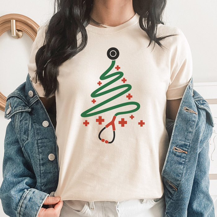 Nurse Christmas Graphic Tee, Healthcare Christmas Shirt, Doctor Christmas Shirt, CNA Shirt, Stethoscope Shirt, Nurse Shirt