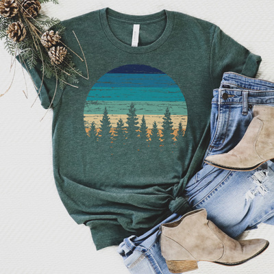 Retro Pines Graphic Tee, Camping Shirt, Outdoor Shirt, Summer Tshirt, Unisex Tee