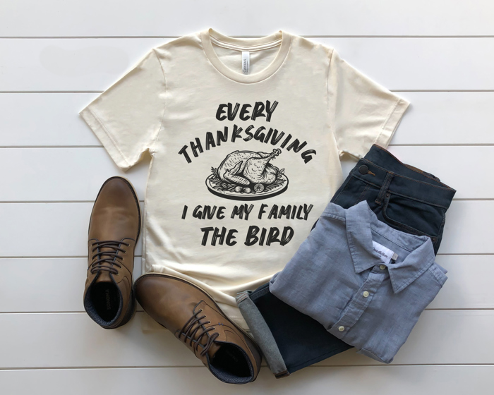 Give My Family The Bird Graphic Tee, Funny Thanksgiving Graphic Tee, Unisex Shirt, Thanksgiving Chef