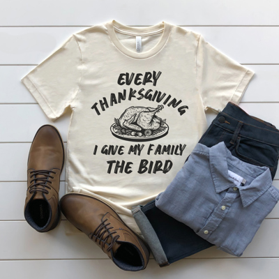 Give My Family The Bird Graphic Tee, Funny Thanksgiving Graphic Tee, Unisex Shirt, Thanksgiving Chef