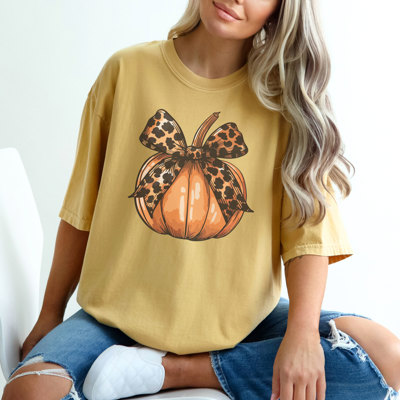 Trendy Coquette Pumpkin Bow Graphic Tee
