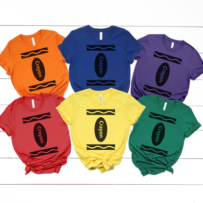 Crayon Costume Graphic Tee, Teacher Halloween Tee,Halloween Costume Shirt, Teacher Graphic Tee, Group Halloween Costume, 