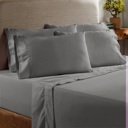 Queen Charcoal Bibb Home 1000TC Egyptian Cotton Rich 6-Piece Sheet Set