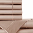 Queen Taupe Bibb Home 1000TC Egyptian Cotton Rich 6-Piece Sheet Set