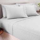 Full/Double Light Blue Hotel New York Dobby Stripe Embossed 6-Piece Sheet Set