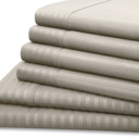 Full/Double Light Grey Hotel New York Dobby Stripe Embossed 6-Piece Sheet Set