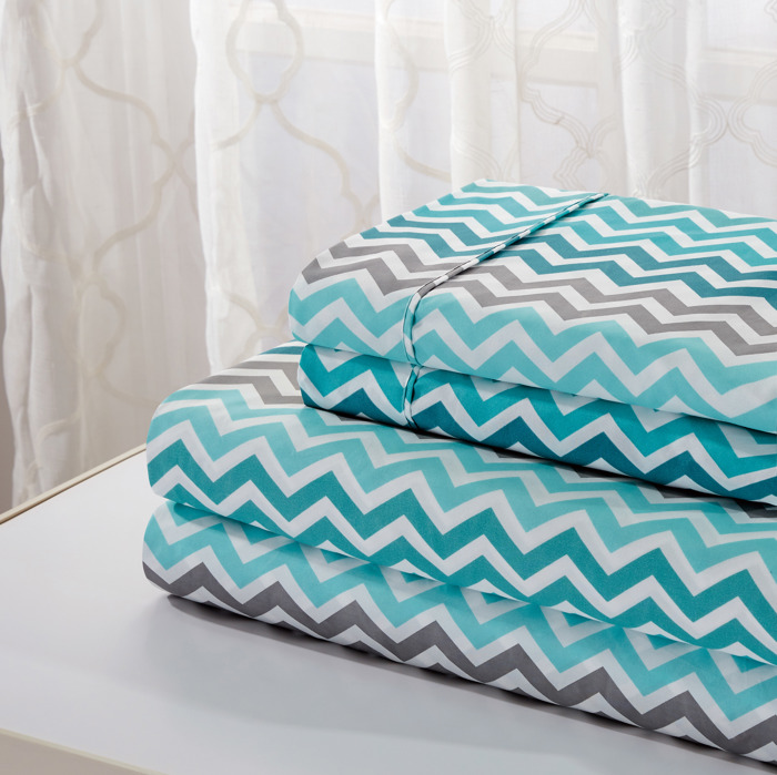 Bibb Home Egyptian Luxury 1800 Count Printed 4 Piece Sheet Set