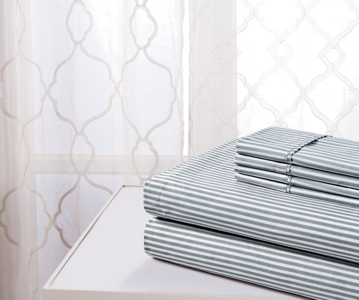 Bibb Home Egyptian Luxury 1800 Count Printed 4 Piece Sheet Set