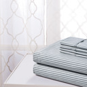 Full/Double Grey Stripes Bibb Home Egyptian Luxury 1800 Count Printed 4 Piece Sheet Set